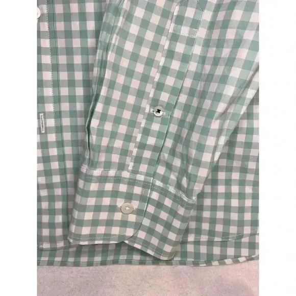 Bonobos Mens XL Slim Fit Button Down Shirt Mint Green White Check Long Sleeves - Picture 4 of 5